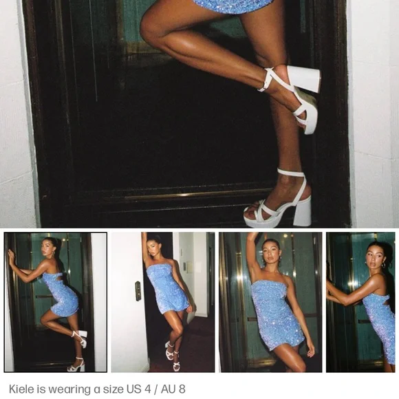 Princess Polly Blue Sequin Mini Dress - Picture 2 of 16